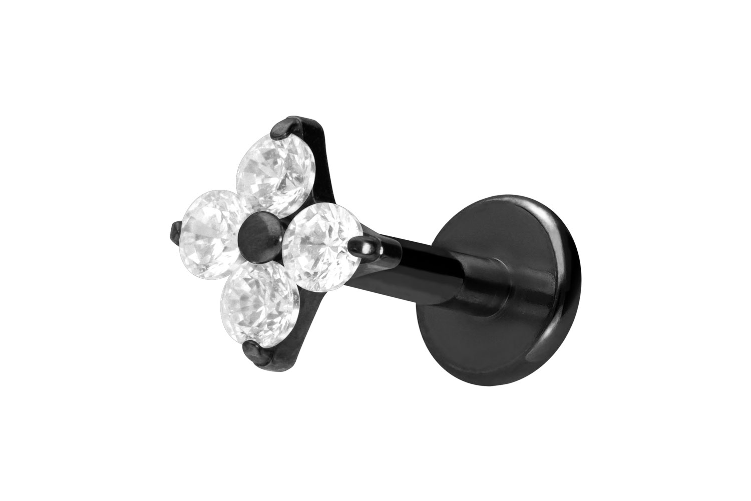 Titan Labret Piercing mit Innengewinde KRISTALLBLUME